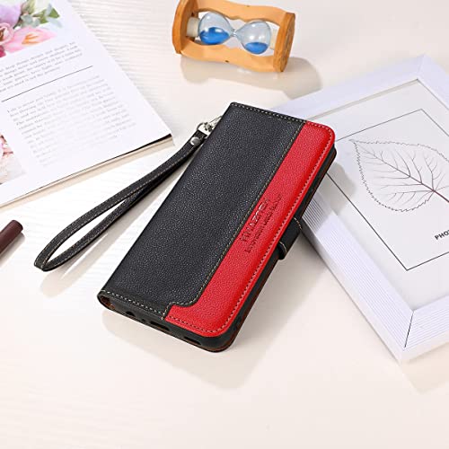 MOONCASE Capa Para Motorola Edge 20 Pro,Capa Couro PU Macio à Prova de Choque Com Slot Cartão E Supo