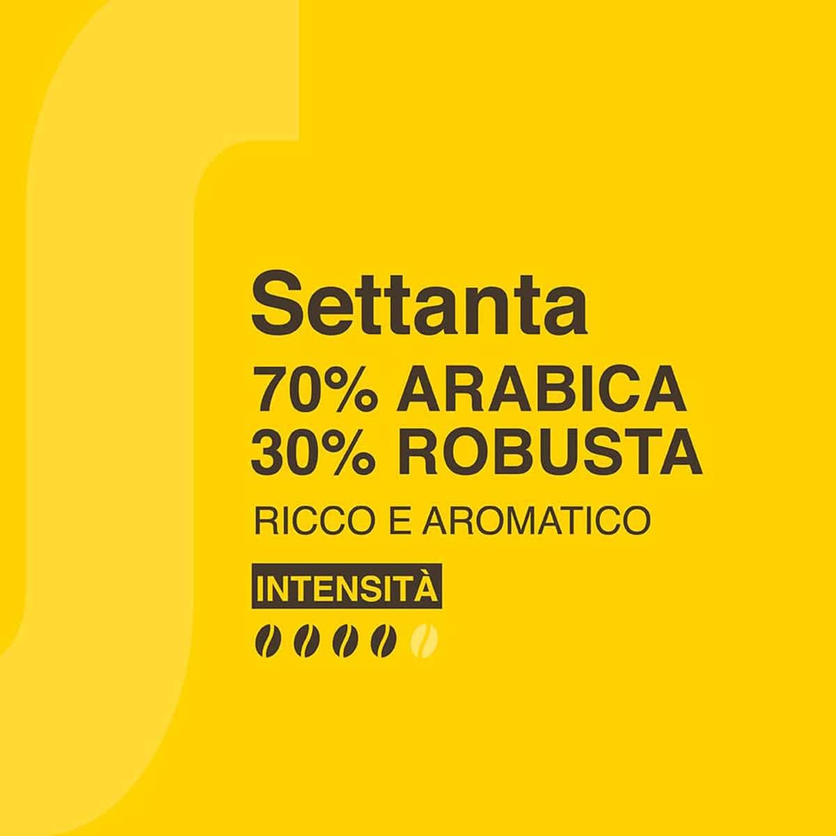 Costadoro Settanta, 100 Cápsulas Compatibles con Cafeteras Nespresso, 70% Arábica y 30% Robusta Superior, 10 cajas de 10 cápsulas + 100 Vasitos Compostables