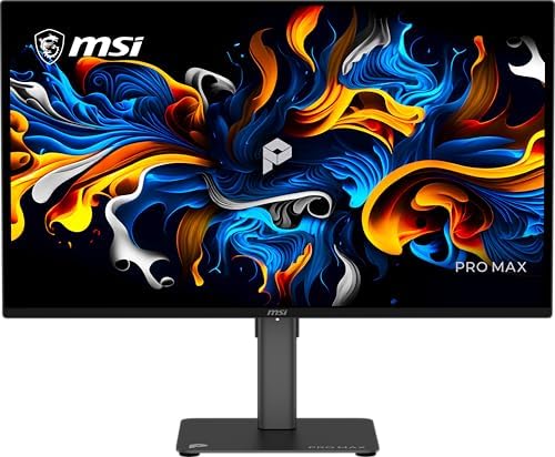 MSI PRO MAX 271UPX12G 27" 3840x2160(UHD) QD OLED Monitor, 120Hz, DisplayHDR True Black 400, FreeSynch Premium Pro, HDMI, DisplayPort, USB-C, △E< 2, Mac Optimized, Height Adjustable Stand, Speaker