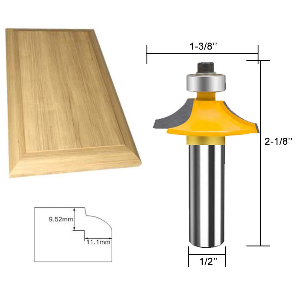 TAIWAIN Router Bit 12Inch Shank Classical Door and Drawer Front Edging, 4PCS Bit Set Woodworking Miter Carbide CNC Cutting Tool for Woodwork, Door Cabinet Matched Rail & Stile Router Bit