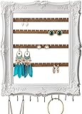Mymazn Vintage Hanging Earring Holder Display Wall Mount Jewelry Organizer with 10 Hooks for...