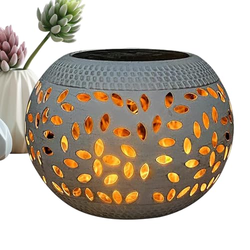 Linterna solar impermeable para exteriores, luces solares de mesa al aire libre, impermeable, lámpara vintage hueca, luz LED impermeable, diseño hueco, linterna vintage para jardín y camino