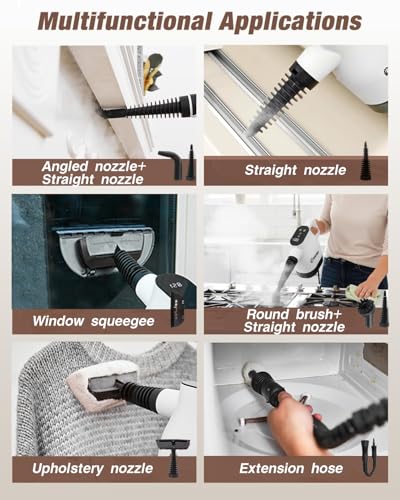 Image of Saker EverSteam Instant-Heat Steam Cleaner for Home,15s Heat-up Handheld Steam Cleaner with Mop Attachment&Fiber Cloths,Portable Continuous Refill Steamer for Cleaning of Floor, Car and Kitchen