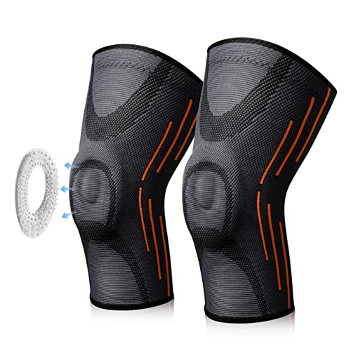 Gemschest 2 Pack Knee Support - Knee Compression Sleeves for Men & Women with Patella Gel Pads, Knee Brace for Working Out, Running, Weightlifting, for Arthritis Joint Pain Relief ACL Size XXL - Image 7