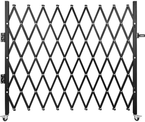 Double Folding Security Gate on Wheels - Expandable Metal Barrier for Home, Yard, Patio Safety, Dog & Child Proofing, Durable & Easy to Install