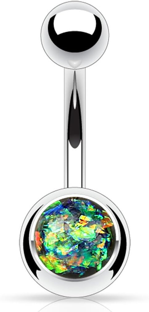FIFTH CUE 14G Opal Glitter Set 316L Surgical Steel Belly Button Rings