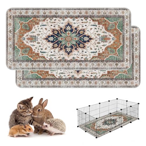 Image of Washable Guinea Pig Pee Pads,Absorbent Reusable Guinea Pig Cage Liners,Waterproof,Leak-Proof & Non-Slip Potty Pads for Small Animals Rabbit Hamster Rat.(Dark Teal Floral,24 inchx48 inch)