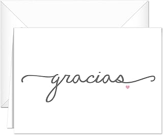 Canopy Street Gracias Note Cards / 24 Elegant Thank You From The Heart Greeting Cards With White Envelopes / 3 1/2" x 4 7/8" Spanish Language Blank Note Cards/Tarjetas Gracias