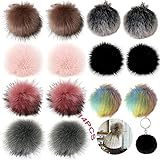 YSTJKD Bommel Flauschig 14 Stück Bommel Kunstfell Fellbommel Faux Bommel Für Mütze Schöne Pompon Mit Elastischer Kordel Abnehmbare Für Mützen Schuhe Schals Taschen Schlüsselanhänger 7