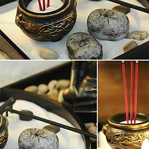 Royal Brands Zen Garden With Buddha, Rake, Rock Candle, And Incense Holder – Peace And Tranquility (9"X6"X7") #TOP4