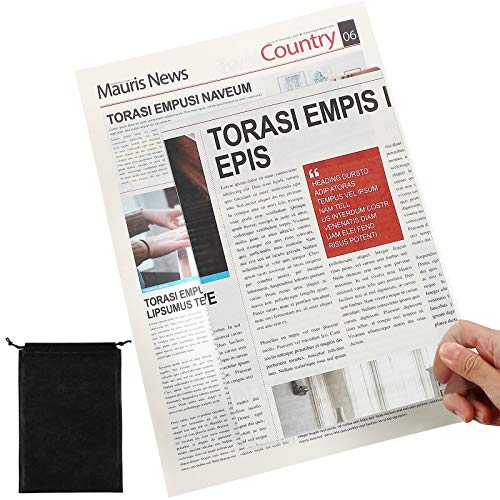 4 Pieces 3X Reading Magnifier Pages 10.2 x 7.1 Inch Full Page Magnifying Sheet Page Magnifying Glass Fresnel Lens with Storage Black Bag for Elder People Low Vision Reading Small Letters Map and Book