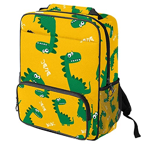 Sac à dos ordinateur portable dinosaure jaune, sac de travail tendance homme femme