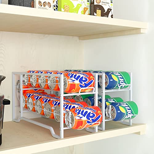 2 Pack - Simple Trending Stackable Beverage Soda Can Dispenser Organizer Rack For Pantry Or Refrigerator, White #TOP2