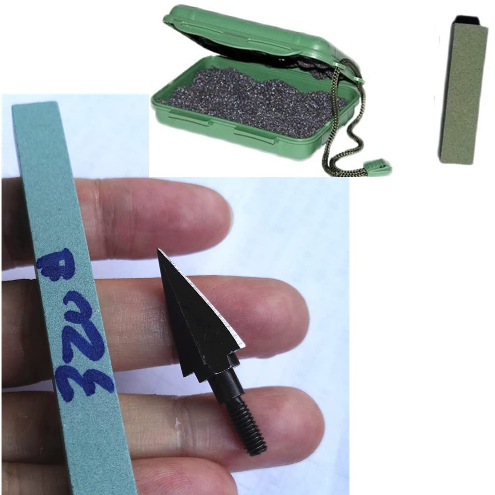 100 Grain Hunting Broadheads with Sharpener 2 Blades for Compound Recurve Bow Arrows and Crossbow Bolts (12PK)