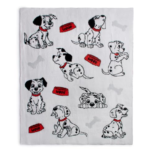 Image of Jay Franco Kids Feather Knit Blanket - 50 inch x 60 inch Inch Soft & Cozy Plush Throw for Bedroom & Couch Decor, Official Licensed Product, White - 101 Dalmatians