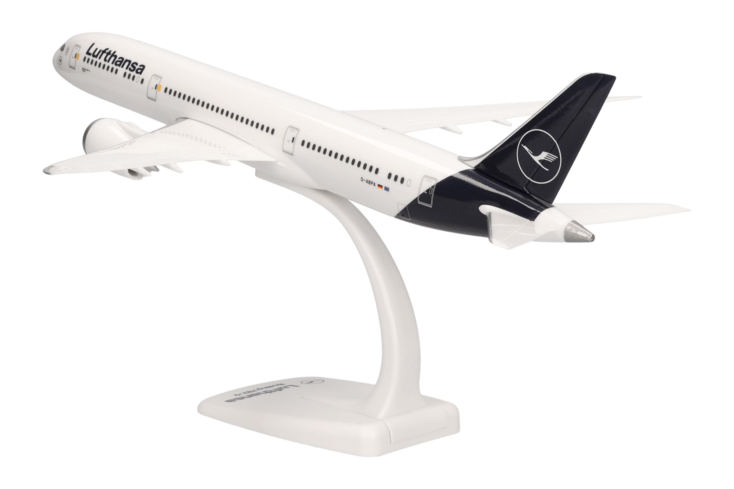 Herpa Snap-Fit Modellflugzeug Lufthansa Boeing 787-9 Dreamliner – D-ABPA “Berlin” Miniatur im Maßstab 1:200, Sammlerstück, Modell mit Standfuß, Kunststoff