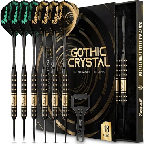 IgnatGames Steel Tip Dart Set - Brass Barrels with Tempered Steel Points, Aluminum Shafts, 16 GlideXPro Flights (Standard No. 2 + Slim), Accessories, Giftable Case