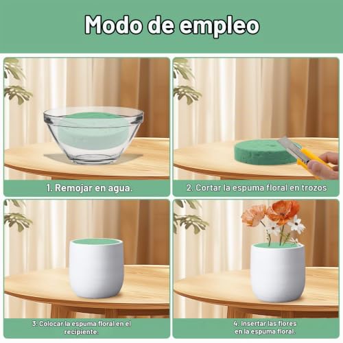 Miniatura 3 de 1 Pcs Bloque De Espuma Florales, Espuma Floral Para Flores Artificiales, Floral Foams Redonda Para Arreglos Florales, Celebraciones, Eventos Familiares Y Bodas 20 X 20 X 4 Mm
