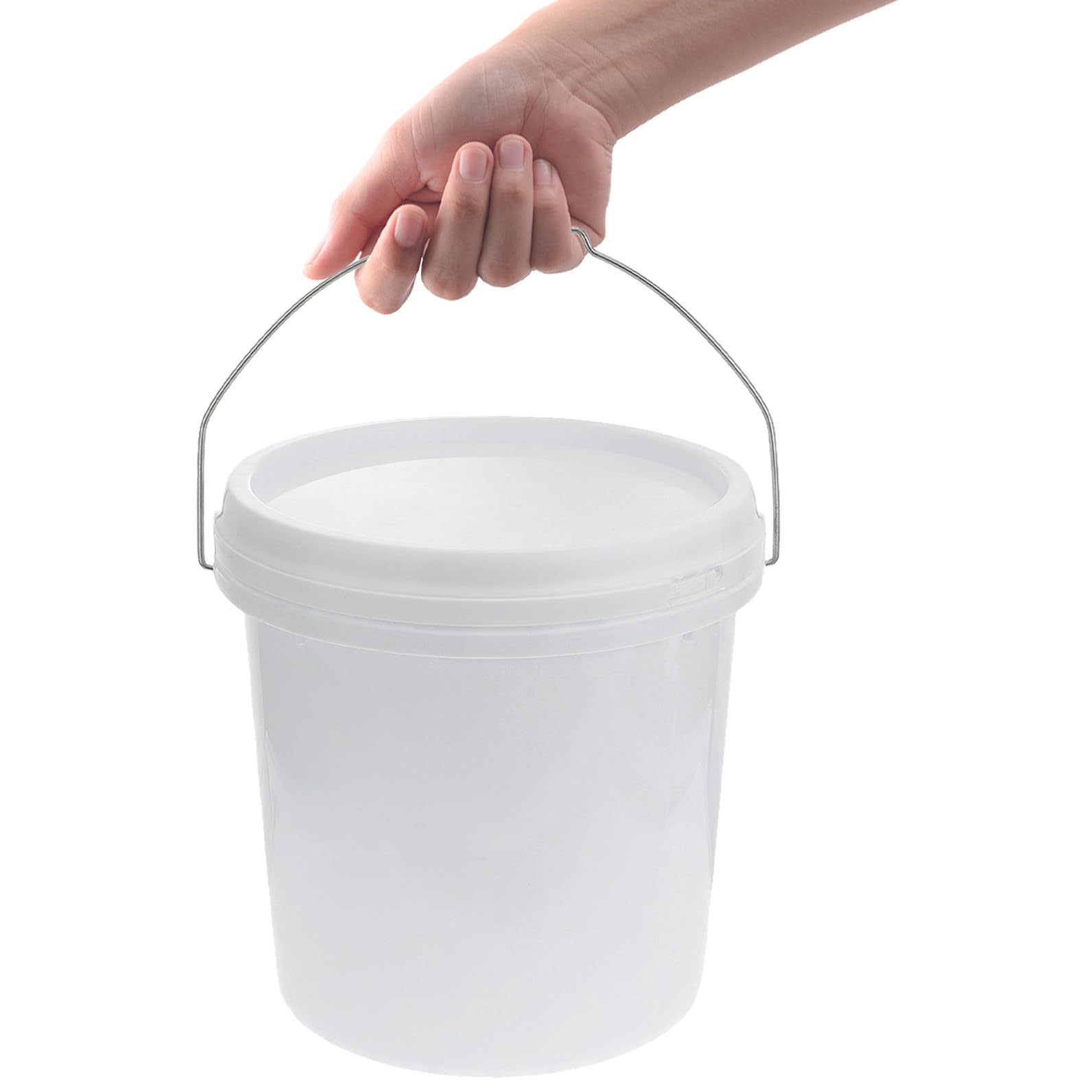Secchio di Vernice in Plastica con Coperchio e Manico 5l Bianco