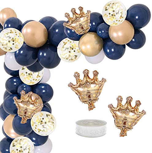 Image of Party Propz Rubber Navy Balloon Garland Arch Kit Party Decoration Supplies - 97Pcs For Royal Prince Birthday Graduation Party With Mini Crowns Decorations