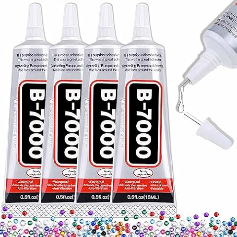 B-7000 Craft Glue for Jewelry Making - 15ml/0.5oz (4 Pack) - Multi-Function B-7000 Super Adhesive Glues Liquid Fusion Glue for Rhinestones Crafts, Clothes Shoes, Fabric, Jewelry Making, Cell Phones Cover