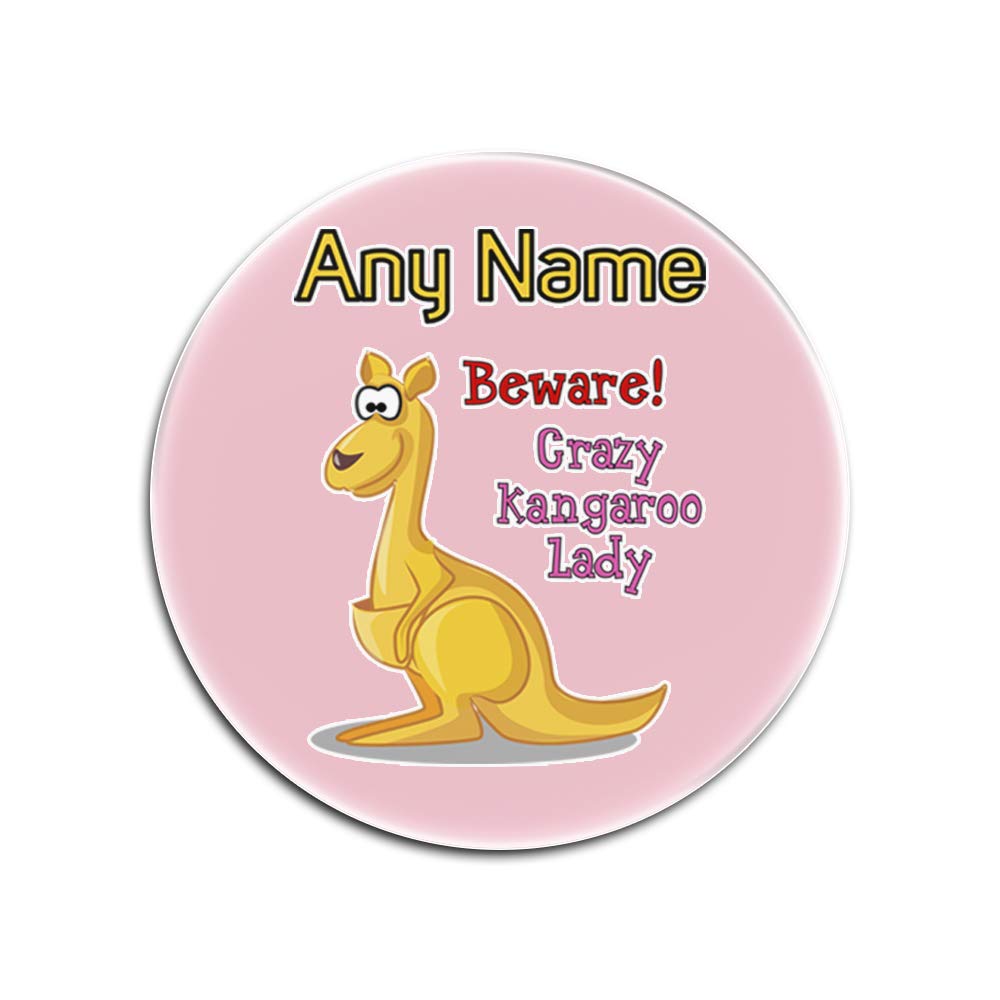 Dessous-de-Verre en Verre Rose Crazy Kangaroo Lady Set de Table Rond Motif Animal Personnalisable
