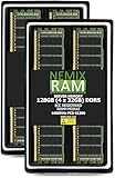 NEMIX RAM 128GB (4X32GB) DDR5 6400MHZ PC5-51200 CL52 2Rx4 1.1V 288-PIN ECC RDIMM Registered Server Memory KIT