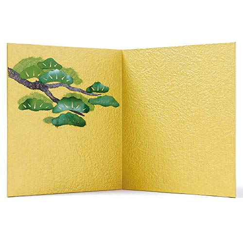 めでたや ちぎり絵 松の緑 屏風 金屏風 置物・お飾り用品 ディスプレイ用 Gold folding screen for figurine