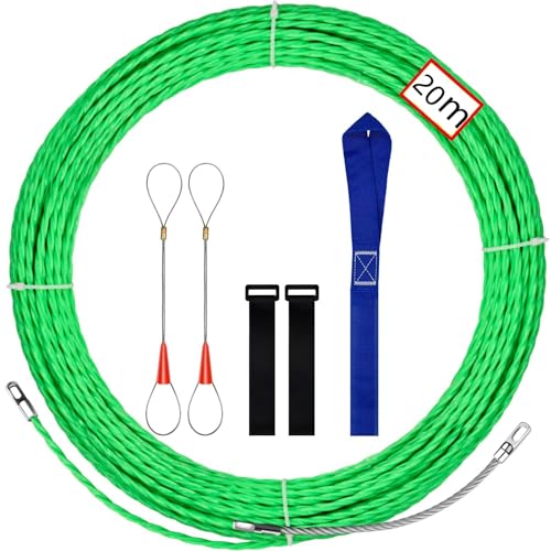 Image of 20M Wire Puller for Electrician, Wire Lead Threading Device Tool, Easy to Use Wiring Spring Cable Snake Kit for Conduit, Home & Office Network Installations