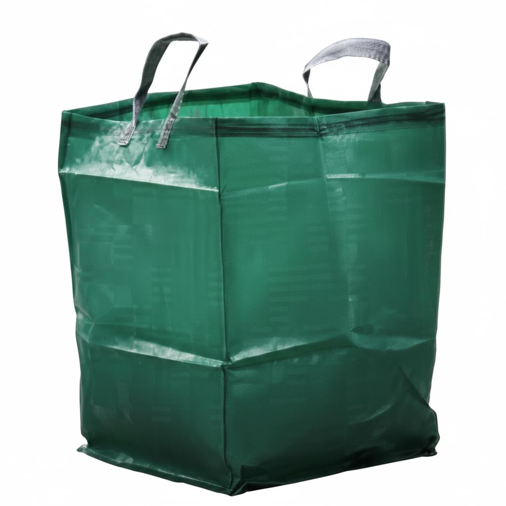 150L Large Heavy Duty Garden Waste Bag Reusable Refuse Sack with Handles Tear Resistant Yard Waste Bag for Leaves Grass and Debris Foldable Green Gardening Sack 71 x 38 x 57cm (1 Pack)