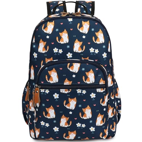 Image of Leaper Water Resistant Backpack for Women: Durable Daypack Large Capacity with Laptop Compartment & 2 Water Bottle Pockets for Outdoor Enthusiasts Trekking Travel Work College Dark Blue