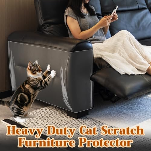 PJT Cat Scratch Furniture Protector - Design for Leather Couch, 200"x16" Clear Couch Protector from Cat Claws, Thickened Anti-Scratch Adhesive Roll, Cuttable & Residue-Free, No Pins by PJT - Image 6