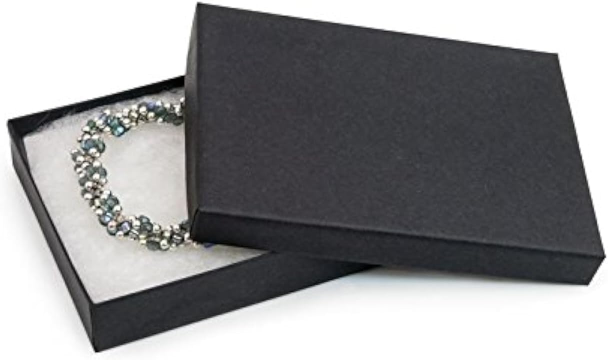 RJ Displays -25 Pack Cotton Filled Brown Kraft Paper Cardboard Large Jewelry Box for Necklace, Jewelry Set, Belt Buckle, Bracelets Display and Packaging Size-5 3/8" x 3 7/8" x 1"