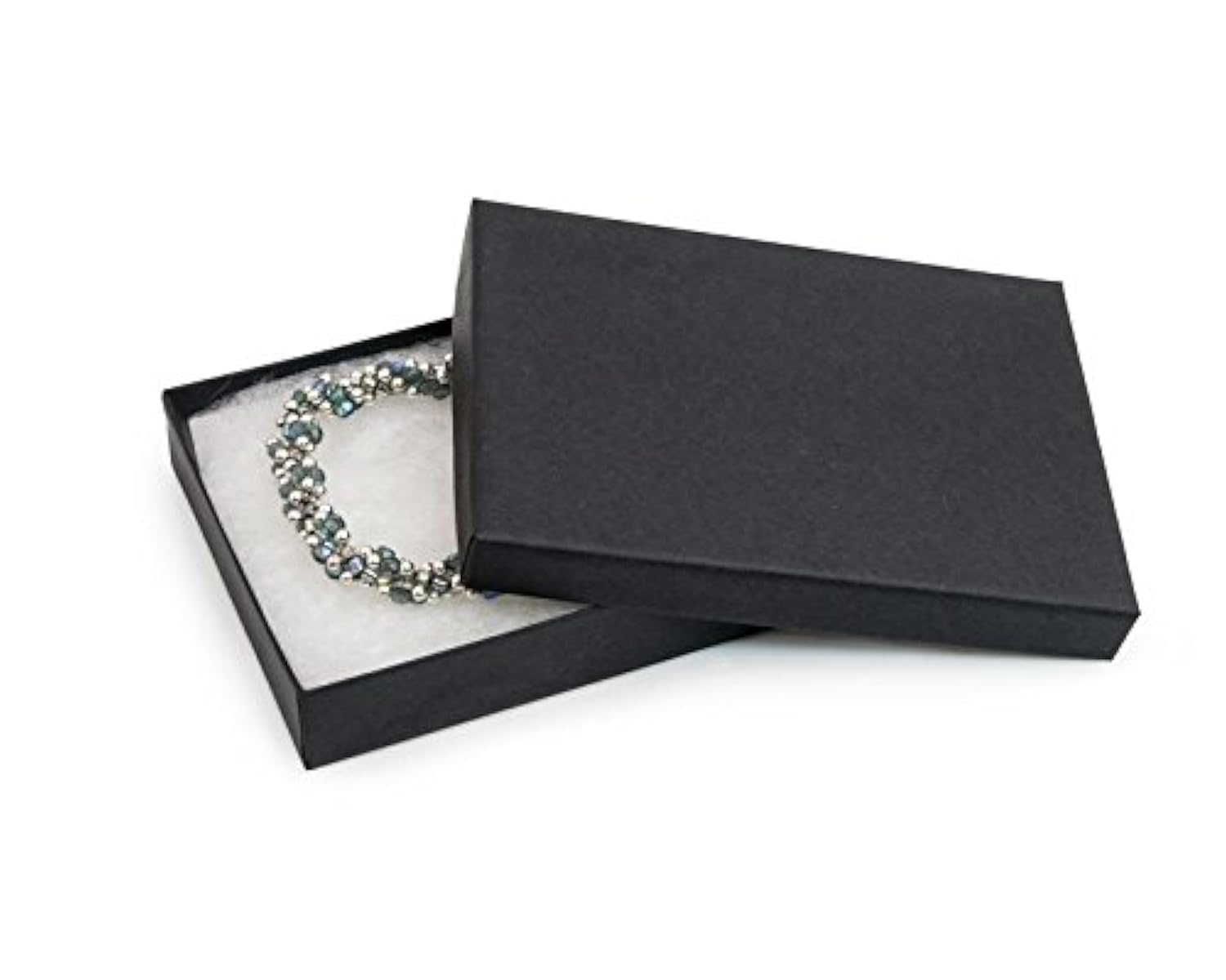 RJ Displays 25 Piece Pack Black Matte Cotton Filled Lidded Jewelry Gift Box Necklace, Belt Buckle, Pendant, Brooch, Bracelet, Bangle, anklet, Pocket