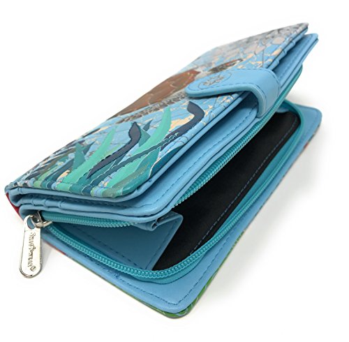 Shag Wear Sea Turtle Large Wallet for Women and Teen Girls Vegan Faux Leather 7" Blue3