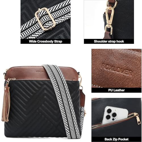 FOXLOVER Quilted Crossbody Bags for Women Vegan Leather Boho Purses Shoulder Handbags with Tassel4