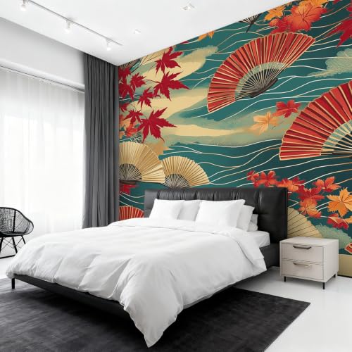 Fresque murale intissé salon au design japonais raffiné