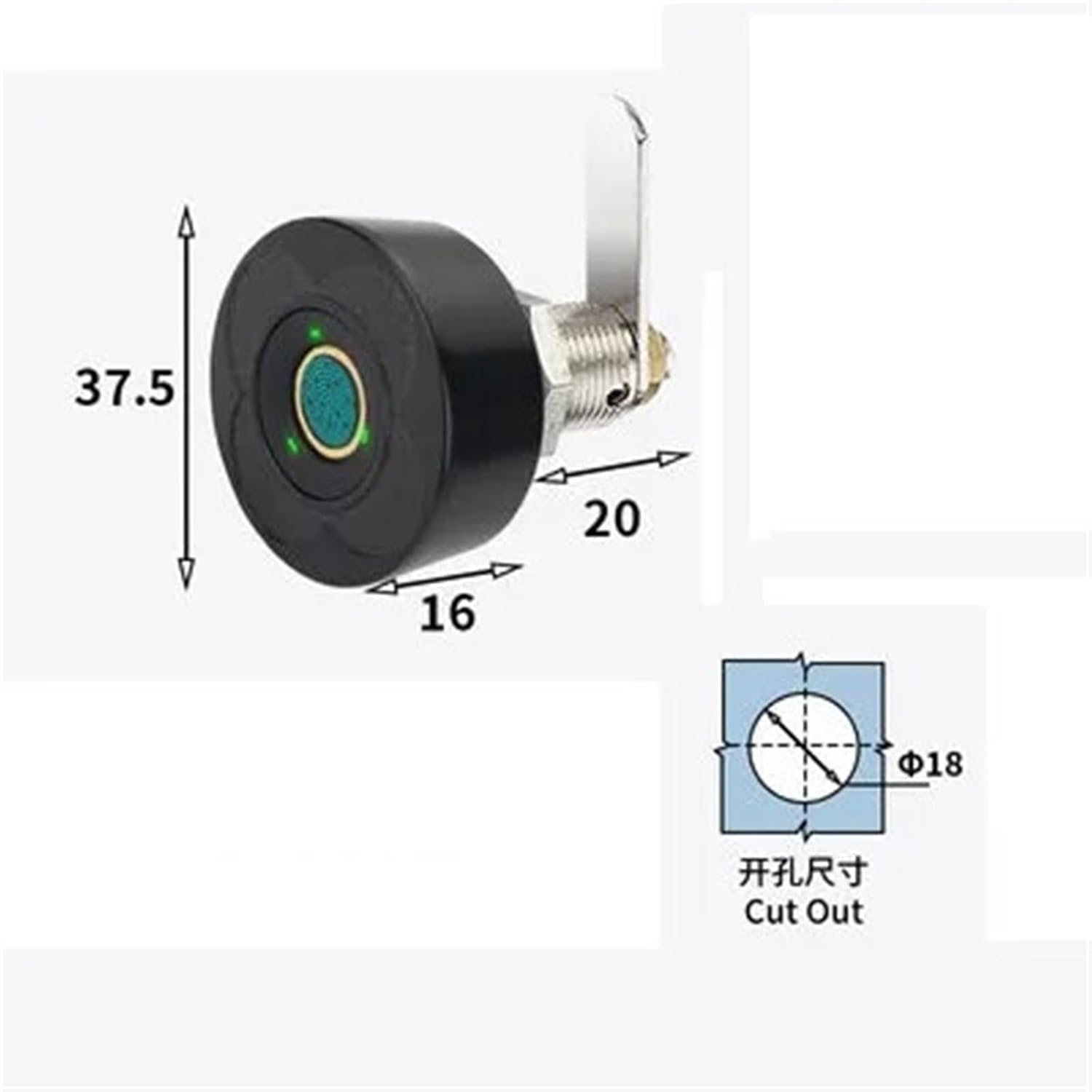 MObyat Fingerprint Lock Smart Cabinet Locks Biometric Keyless Furniture Drawer Cabinet Wardrobe Fingerprint Locks for Drawer Cabinet 1Pcs(138-22-2)