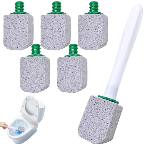 6 Stück Bimsstein Toilettenreiniger, Bimsstein Toilette mit 1 Griffe, Cleaning Block WC Einfache Fleckenentfernung Bimsstein für Toilette, Badezimmer, Küchen, Schwimmbäder