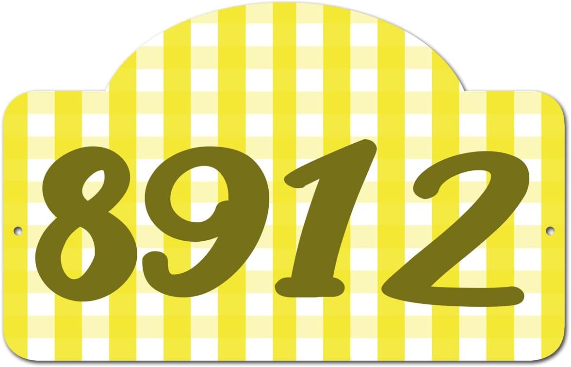 VWAQ Custom Aluminum Plaque Home Address Buffalo Plaid House Numbers Sign - Single Sided and Reflective Pre-Drilled Holes - AS4S9 Horizontal (Red)