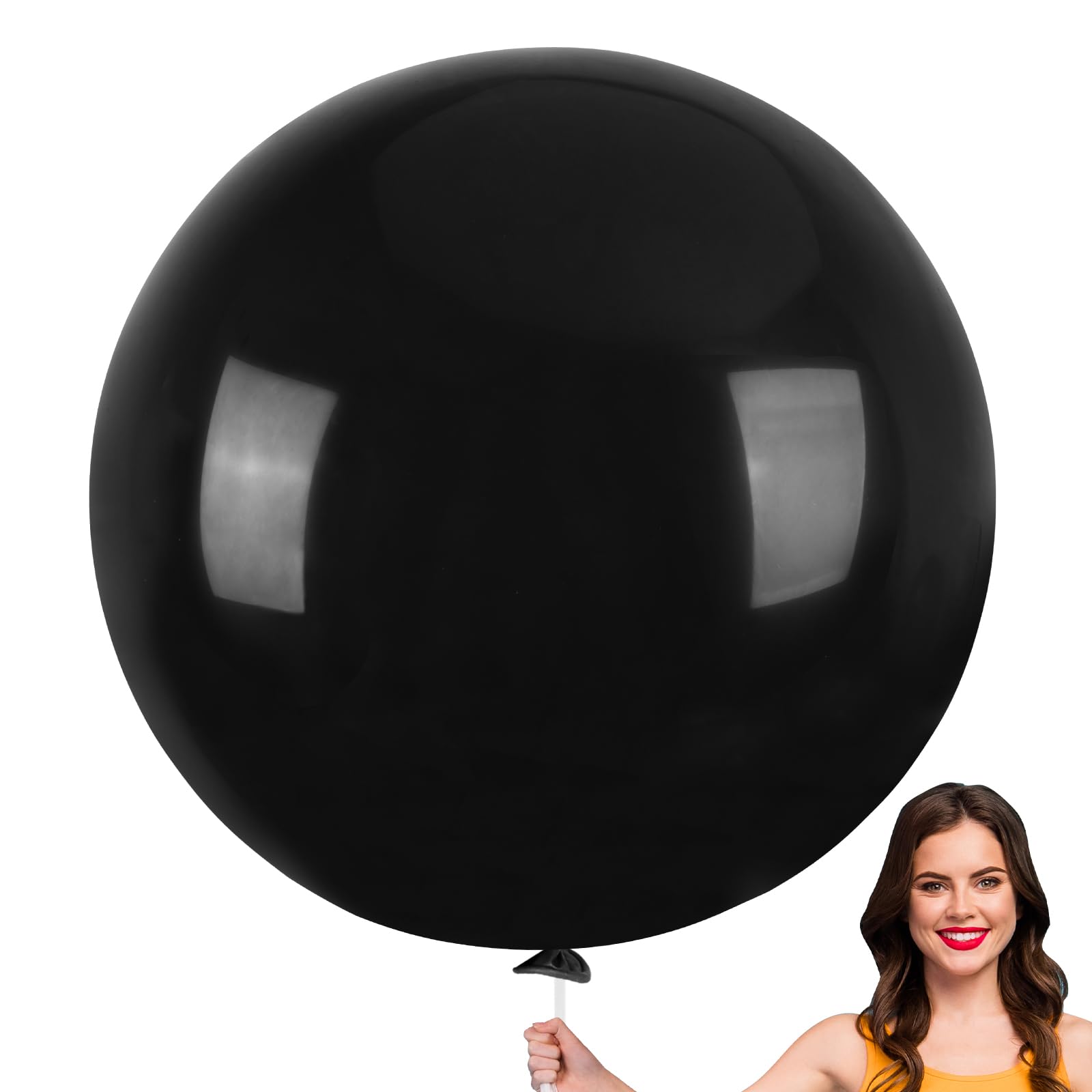 RUBFAC Black Giant Balloons 6Pack 36 Inch Jumbo Large Latex Balloons for Gender Reveal Photo Shoot Birthday Bridal Shower Graduation New Year Party Decorations