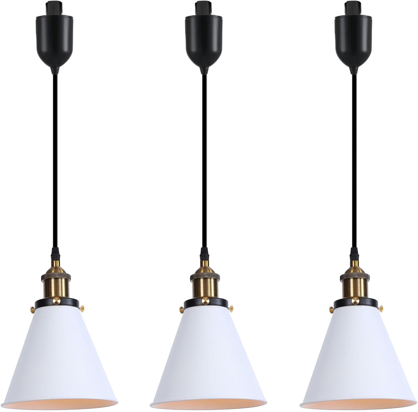 Kiven H-Type Track Lighting, 3-Light Modern Halo Track Pendant Light with Built-in Cable Wrapper Metal Lampshade, H Track Light Pedant Adjustable Length for Bedroom Kitchen Shop,Silver Finish