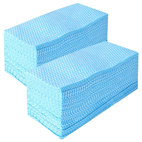 JMIATRY Lot de 200 torchons jetables de grande taille tout usage, chiffons de nettoyage réutilisables, chiffons de cuisine bleus parfaits pour la cuisine et le pique-nique, 30 x 60 cm Cover