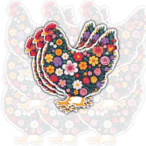 Decora tu gallinero aburrido con calcomanías florales de pollo de vinilo 2