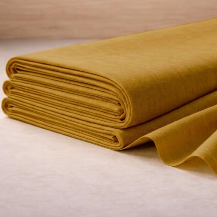 Image of Soimoi Yellow Solid 60 * 60's Cotton Cambric Fabric by 5 Yards, 56 Inch Wide Light Weight Material Suitable for Kurtis, Blouses, Kids Clothing, Tunics, Dresses and Summer Apparel