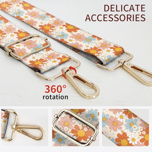 Image of Purse Strap Replacement Crossbody, 3.8cm Wide Shoulder Strap Adjustable Replacement Belt Gold Buckle