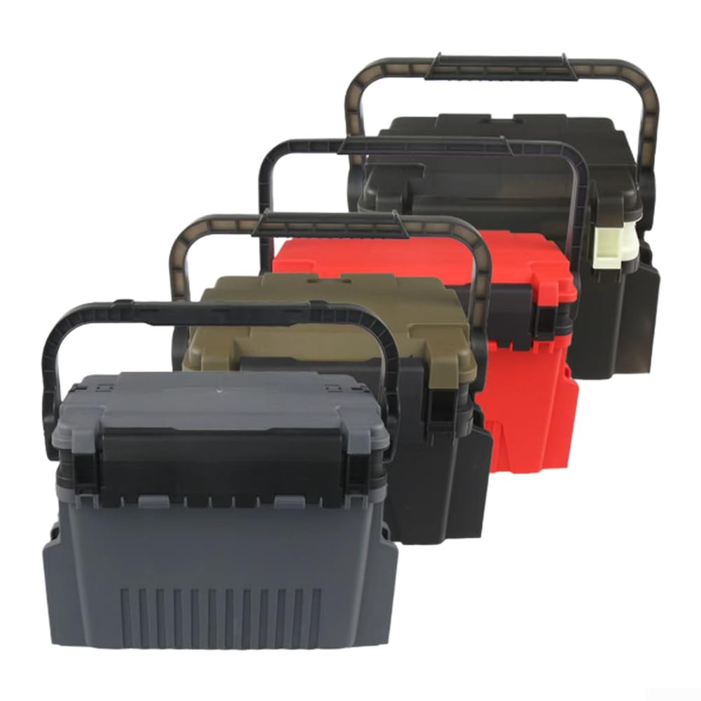 Caja de aparejos de pesca de gran capacidad con particiones ajustables para almacenamiento de señuelos de pesca en el mar y diseño de asiento en color negro (pequeño negro)