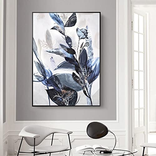 Orchidée bleue affiches peinture toile abstraite femme et fleurs décoration murale 80x110