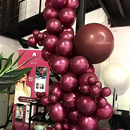 Image of Voircoloria 105pcs Burgundy Balloons 12inch Maroon Party Latex Balloons for Birthday, Graduation, Baby Shower,Wedding, Anniversary Valentines Party Decorations