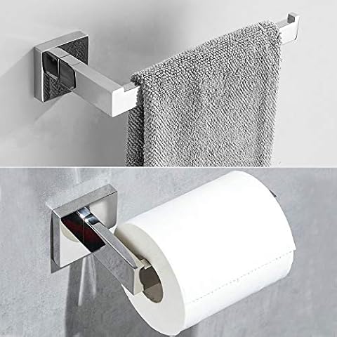 Bathroom Towel/Tissue Holder Set 2-Piece Accessories Set Wall Mounted, Includes Towel Ring and Toilet Paper Holder, Polished Chrome, BA1992DET,Beelee Cover